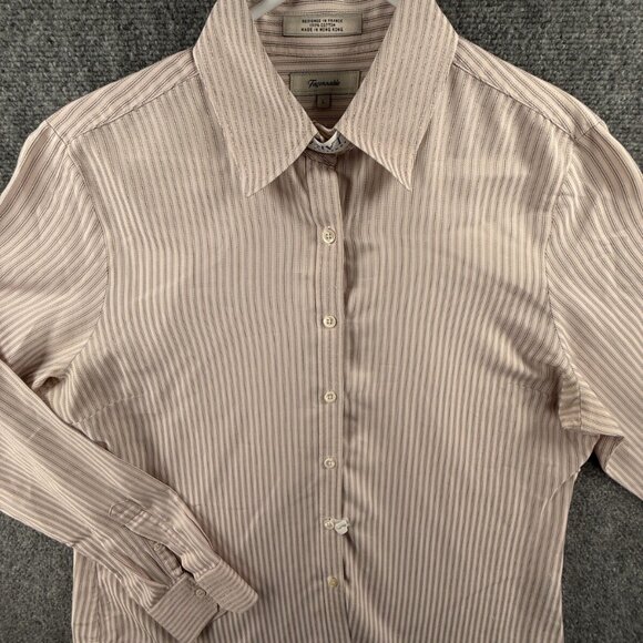 Faconnable Long Sleeve Button Up Shirt Women Pink Striped Large Cotton Adult - Picture 1 of 16